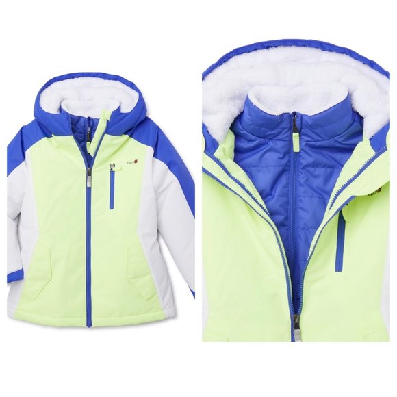 Swiss Tech Girls‎ 4-in-1 Systems Hooded Puffer Zip Outerwear Jacket SZ Small - Picture 1 of 6